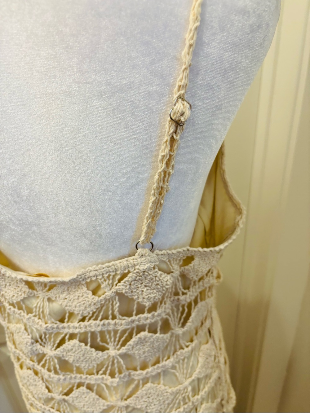 NWT REBELLION Cream Crochet Maxi Dress - Lightweight Summer Cover-Up- L - Picture 8 of 11